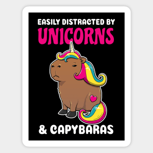 Easily Distracted by Unicorns and Capybaras Cartoon Magnet